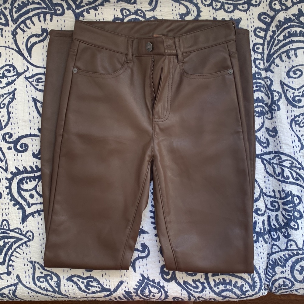 FREE PEOPLE brown leather pants